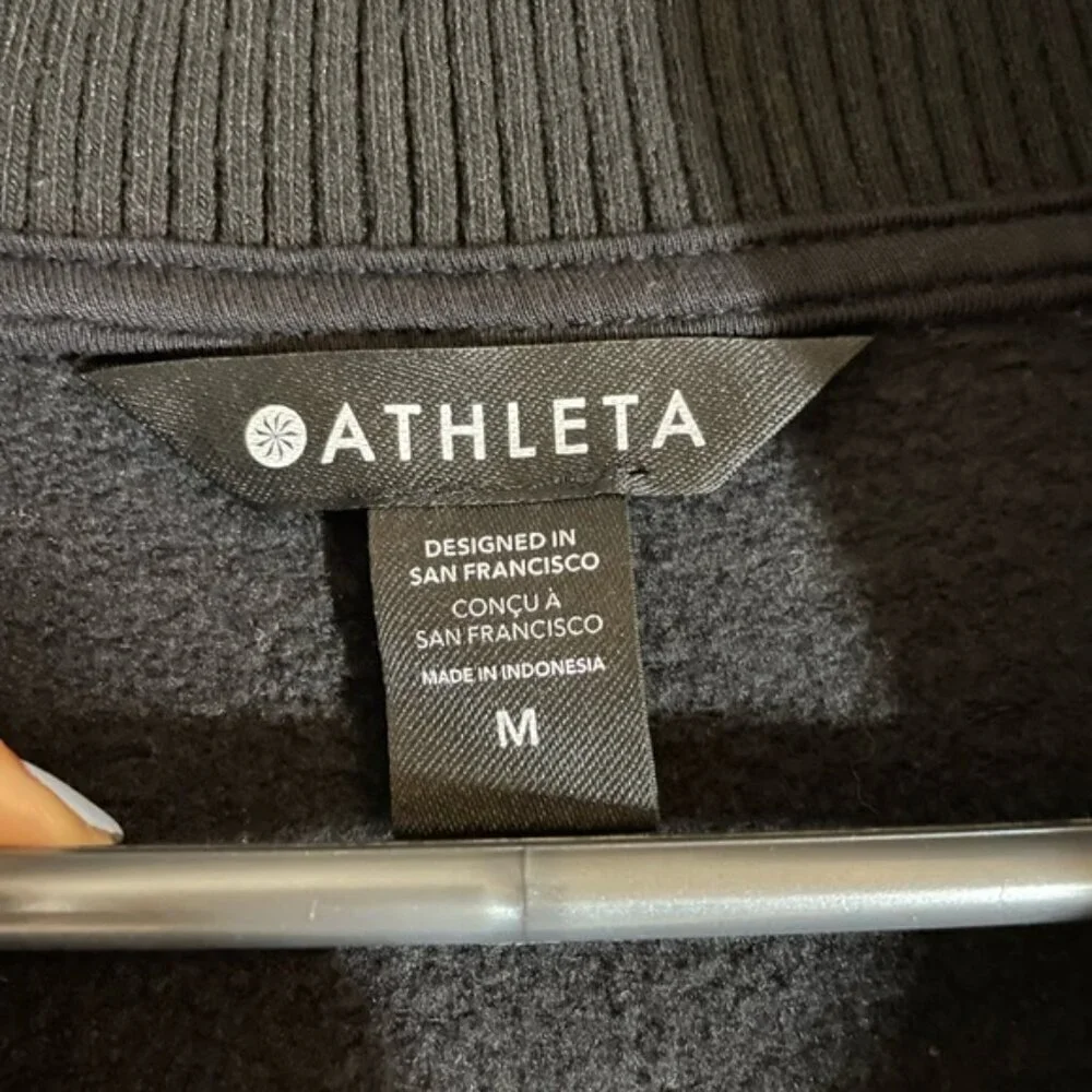 ATHLETA BLACK RETROPLUSH REVIVE HALF ZIP SWEATSHIRT SIZE M - Picture 6 of 9